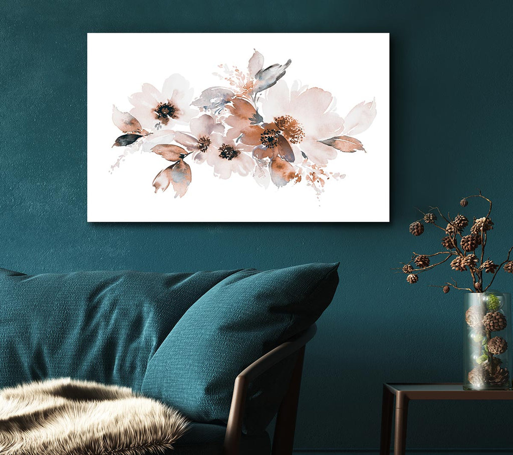 Picture of Blush Peach Flowers Canvas Print Wall Art