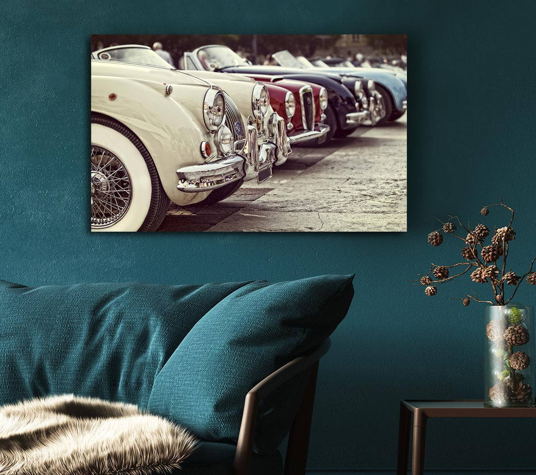 Picture of Classic Cars In A Row Canvas Print Wall Art
