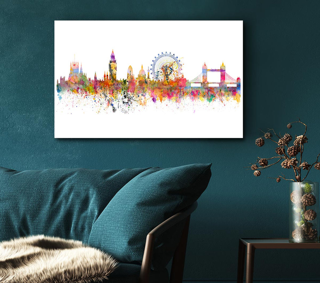 Picture of London Skyline Splatter Canvas Print Wall Art