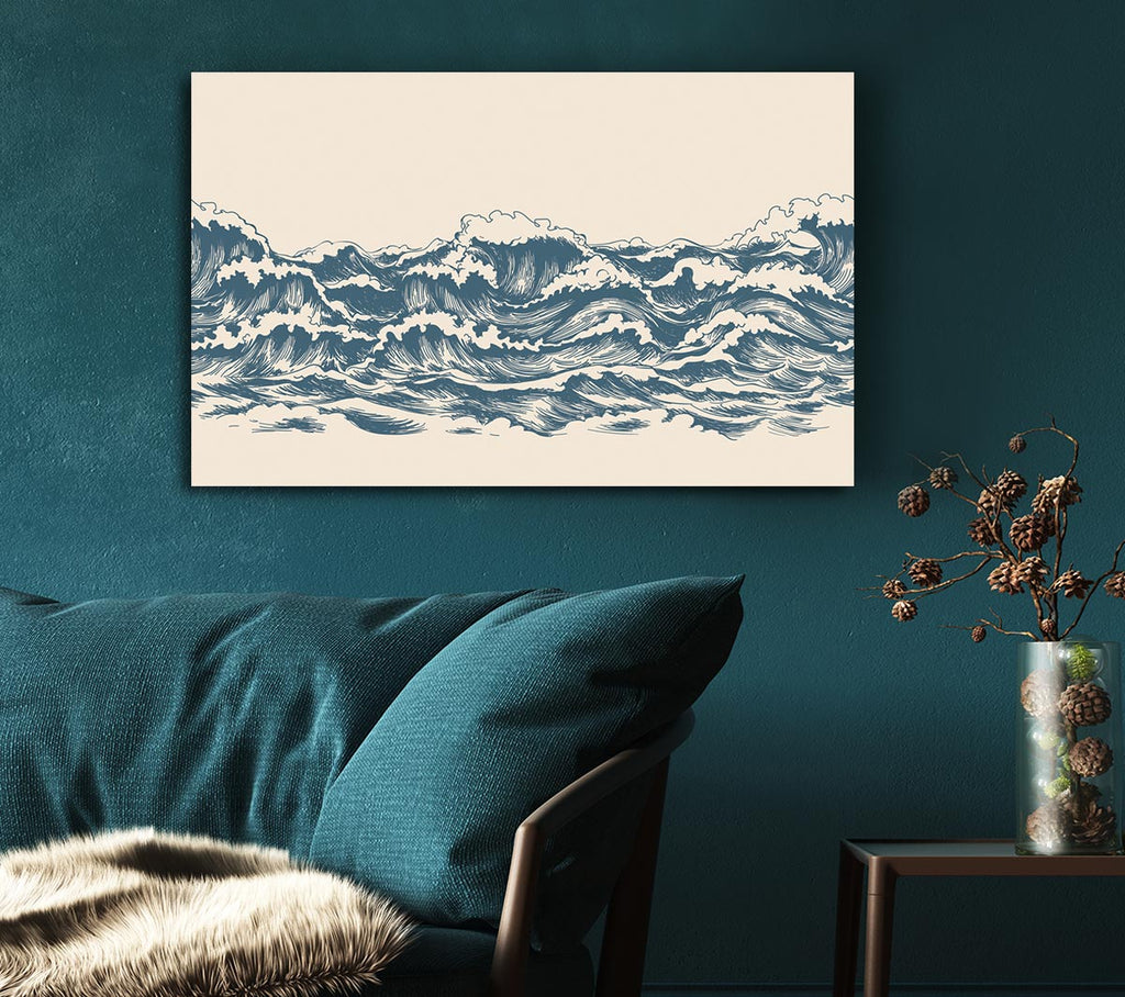 Picture of Rippled Ocean Crash Canvas Print Wall Art