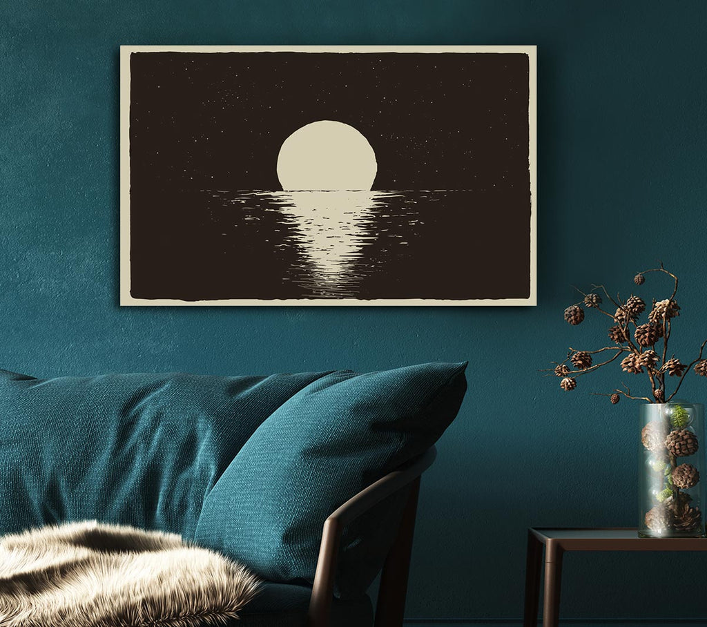 Picture of The Moon At Night Sea Canvas Print Wall Art