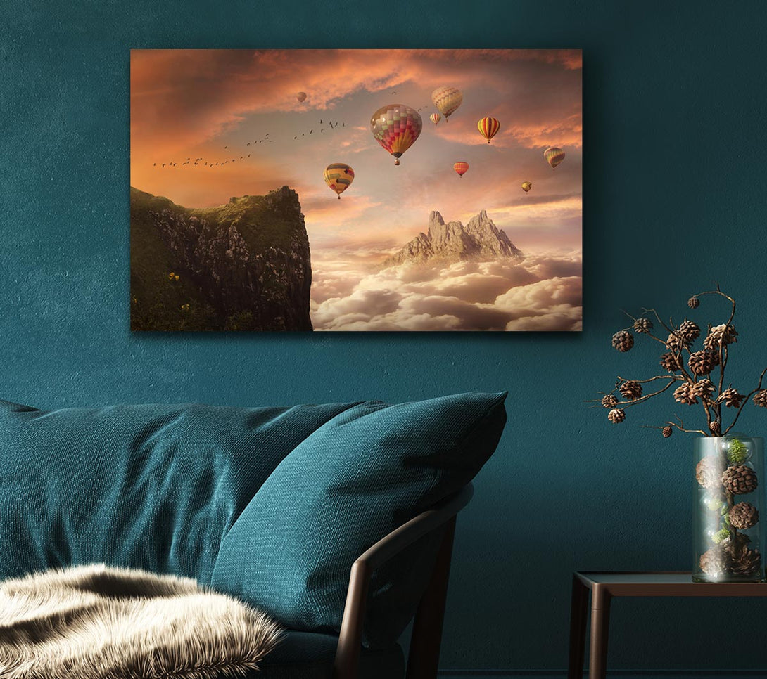 Picture of Hot Air Balloon Valley Canvas Print Wall Art