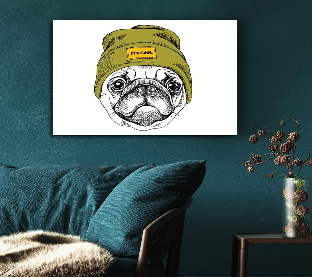 Picture of Pug Life Beanie Canvas Print Wall Art