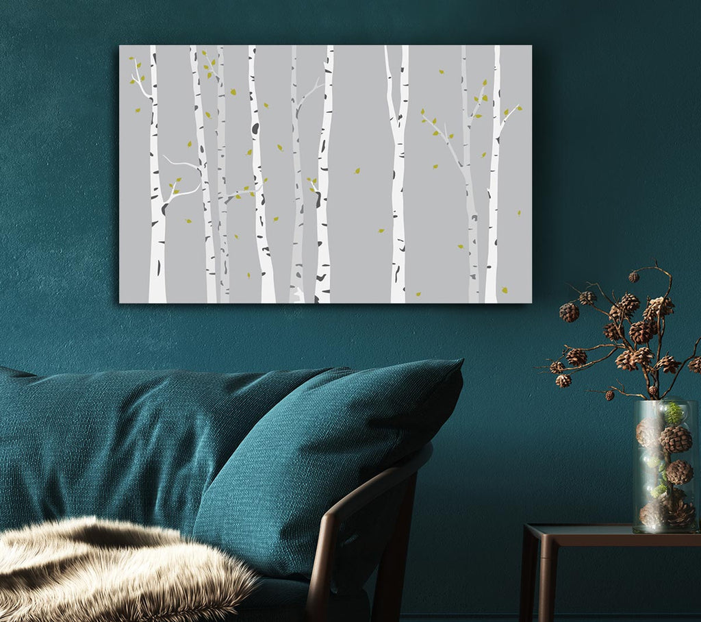 Picture of Birch Trees On Grey Canvas Print Wall Art