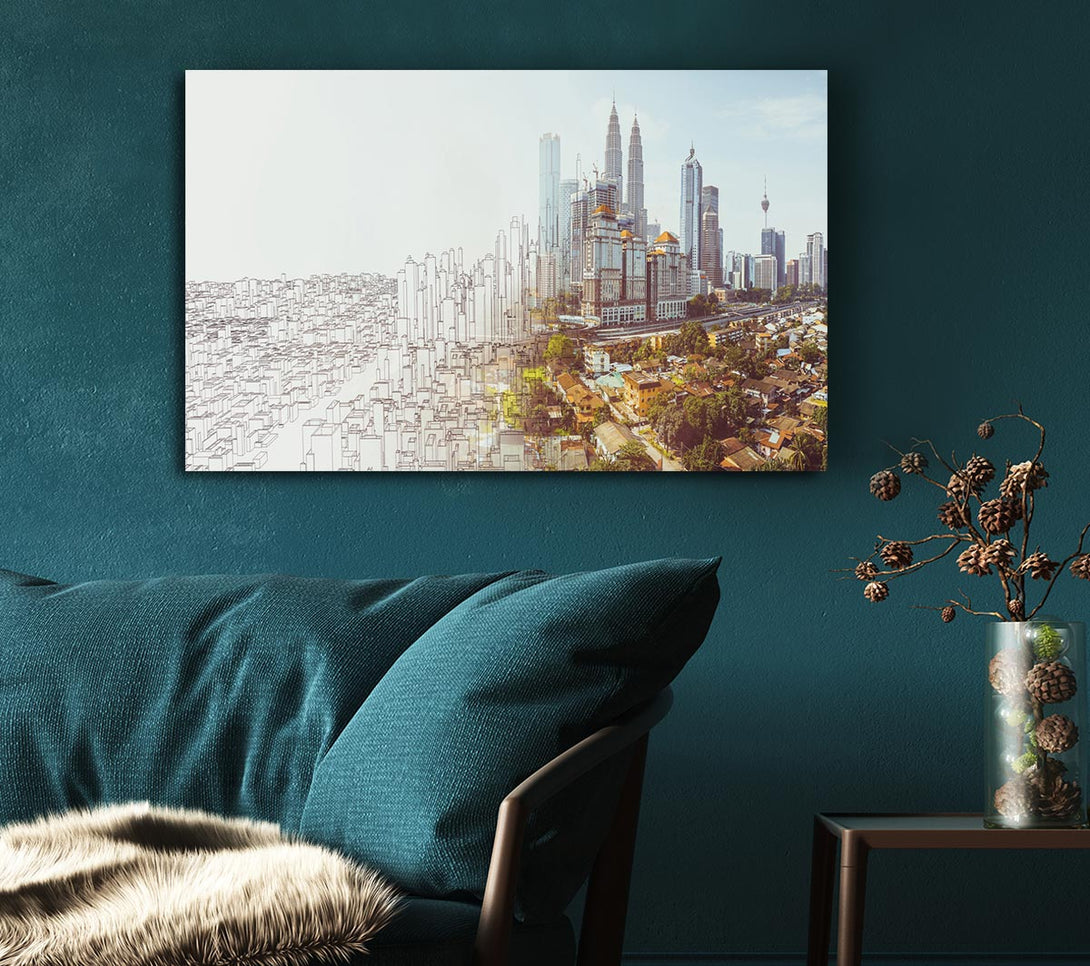 Picture of Sketch To Reality City Canvas Print Wall Art