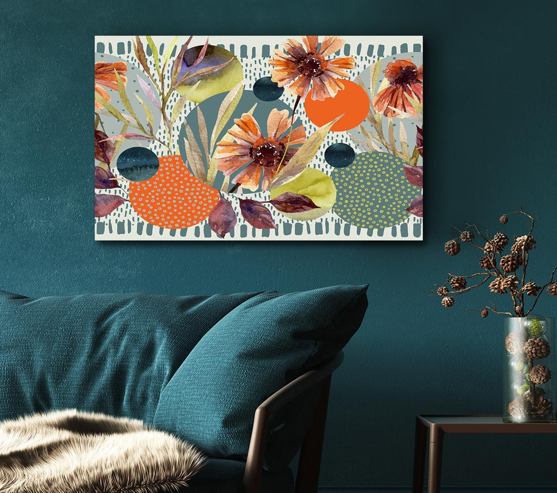 Picture of Cut Out Flowers On Abstract Canvas Print Wall Art