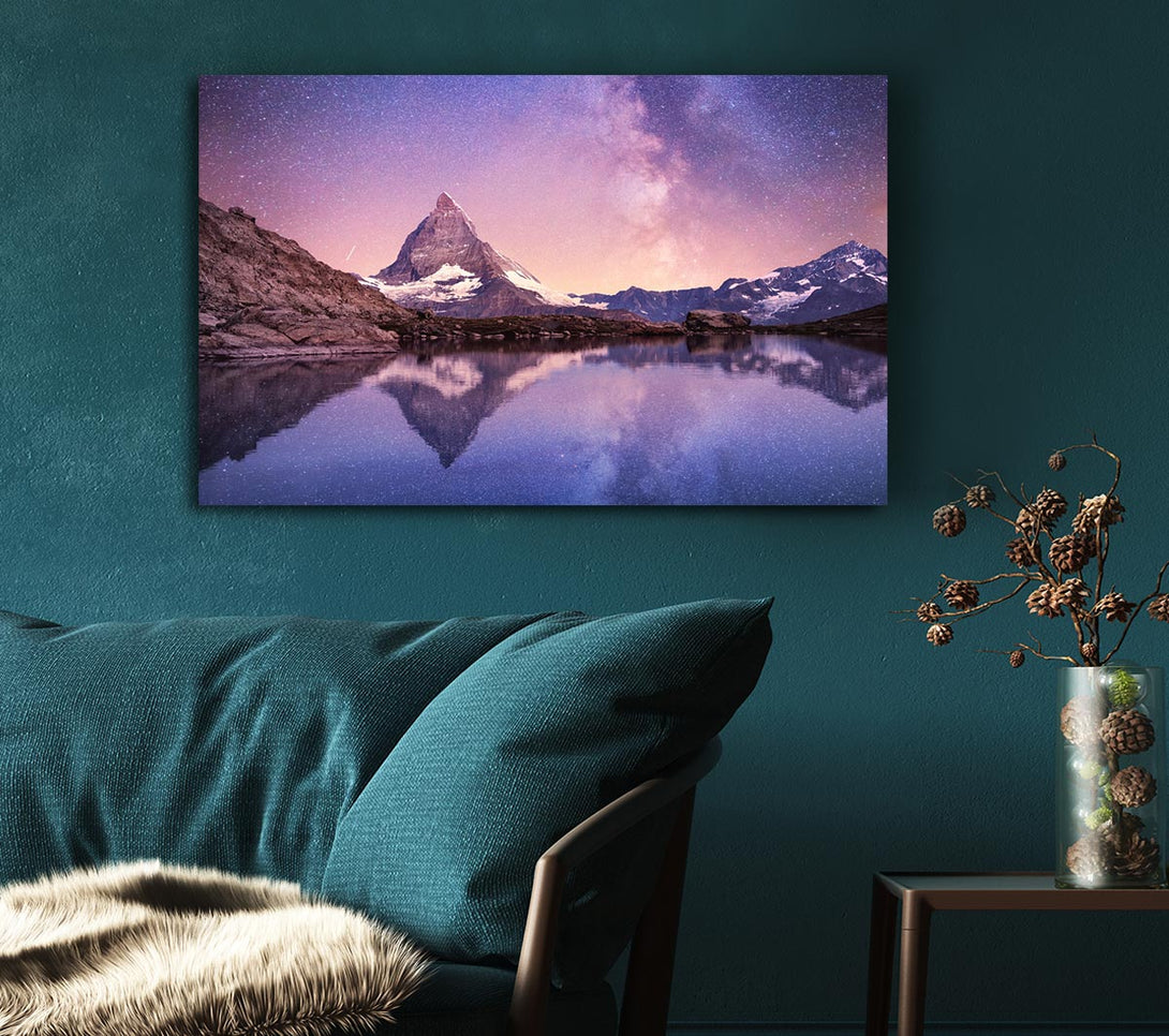Picture of Mountains On The River Reflections Star Canvas Print Wall Art