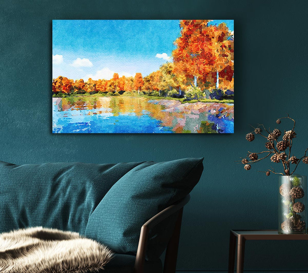 Picture of Vibrant Orange Trees Canvas Print Wall Art
