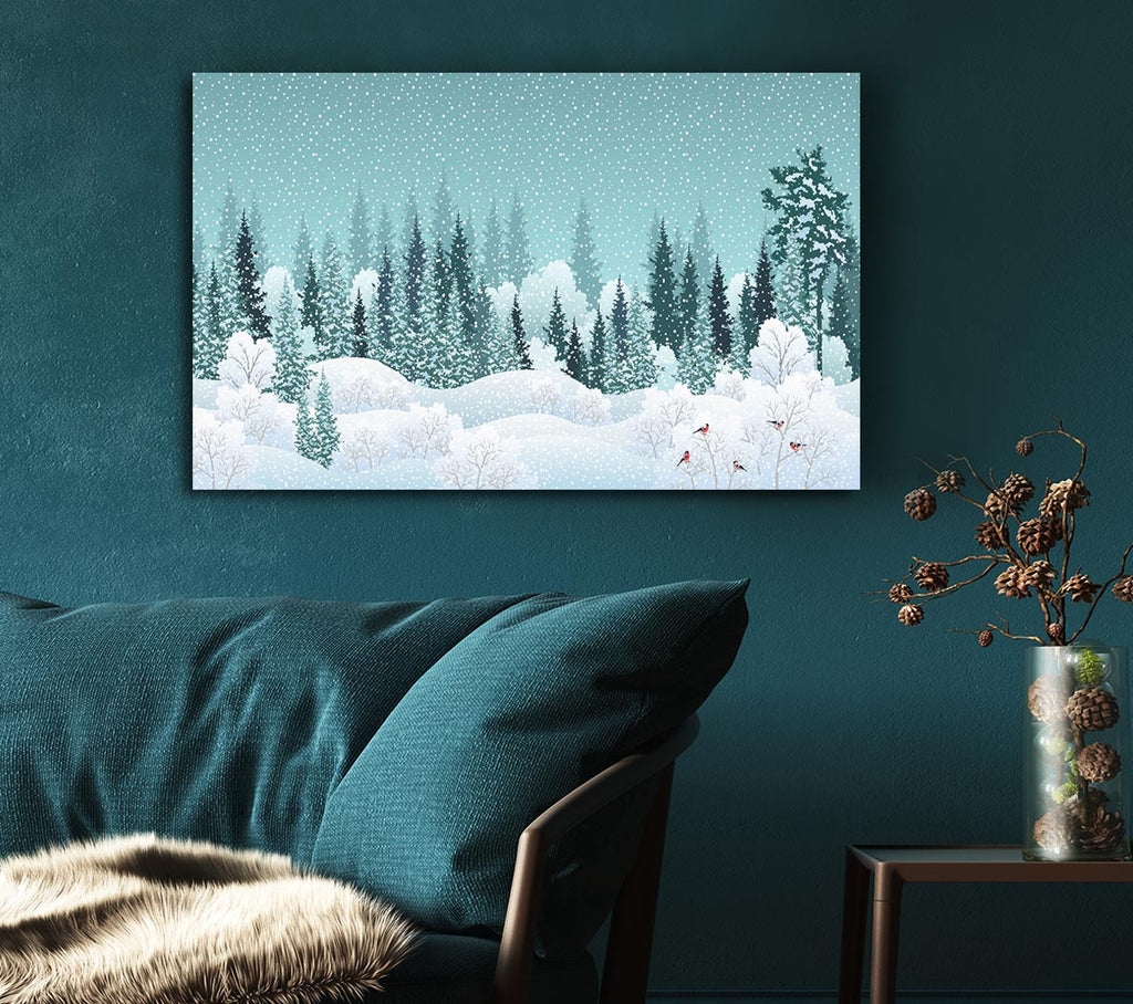 Picture of Snow In Amongst The Trees Canvas Print Wall Art