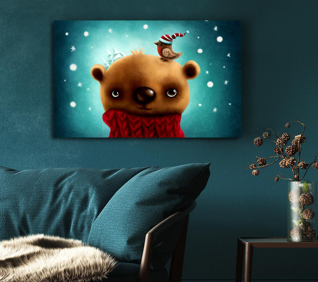  A Canvas Print of Little Bear And Robin Canvas Art