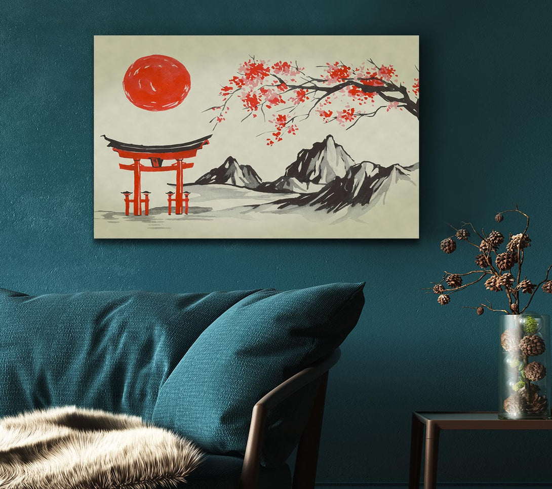 Picture of Ethnic Japanese Sun Canvas Print Wall Art