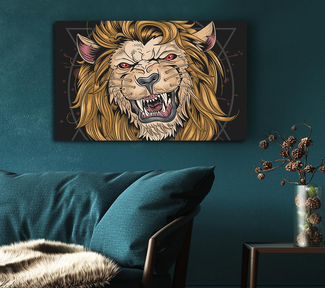 Picture of Fearsome Lion Angry Canvas Print Wall Art