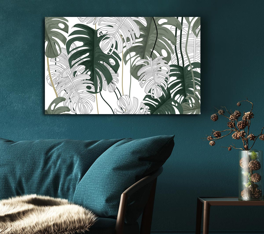 Picture of Cheese Plant Leaves Canvas Print Wall Art