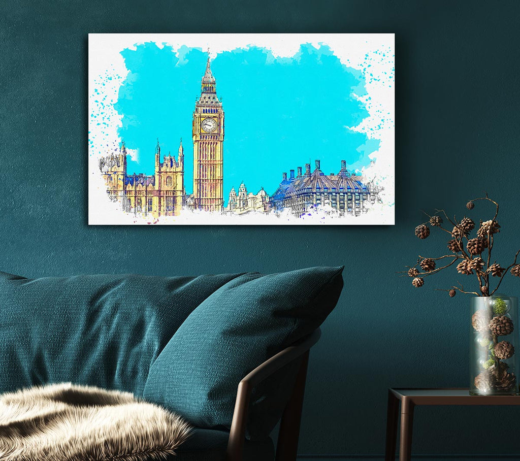 Picture of London Big Ben Splatter Canvas Print Wall Art