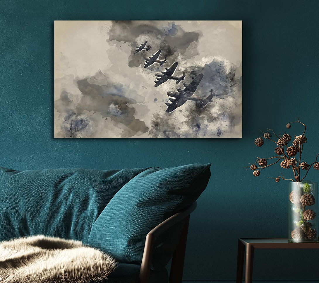 Picture of Raf Bombers In Flight Canvas Print Wall Art