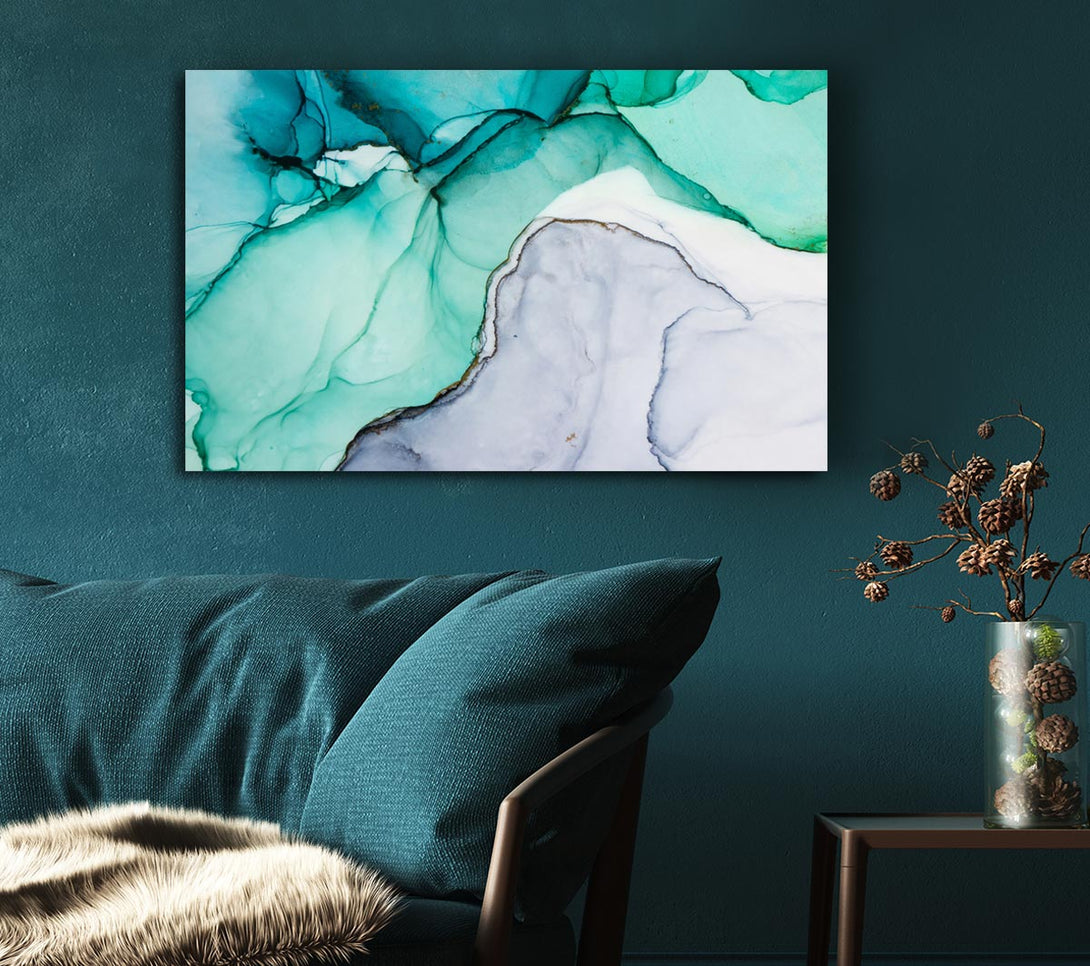 Picture of Flow Of Green To Blue Liquid Canvas Print Wall Art