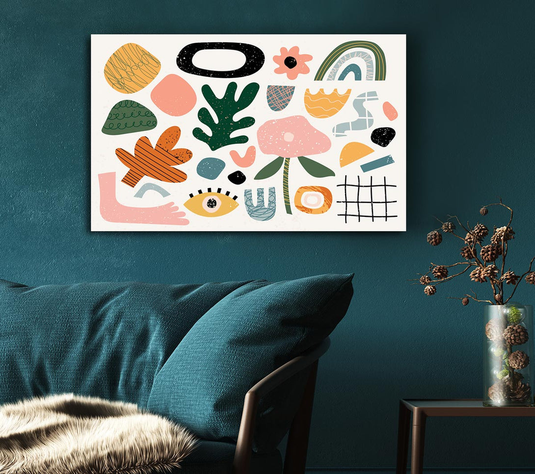 Picture of Modern Shapes And Flowers Canvas Print Wall Art