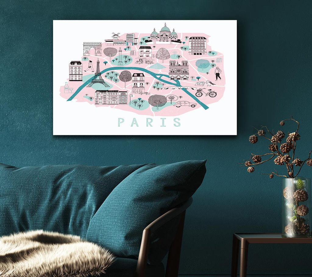 Picture of Little Map Of Paris Canvas Print Wall Art