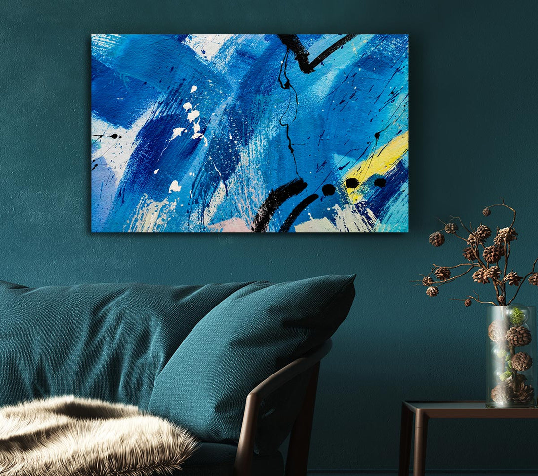 Picture of Broad Strokes Of Blue Paint Canvas Print Wall Art