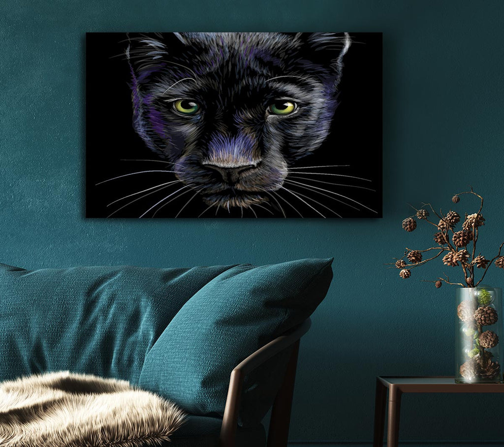 Picture of The Black Panther Face Canvas Print Wall Art