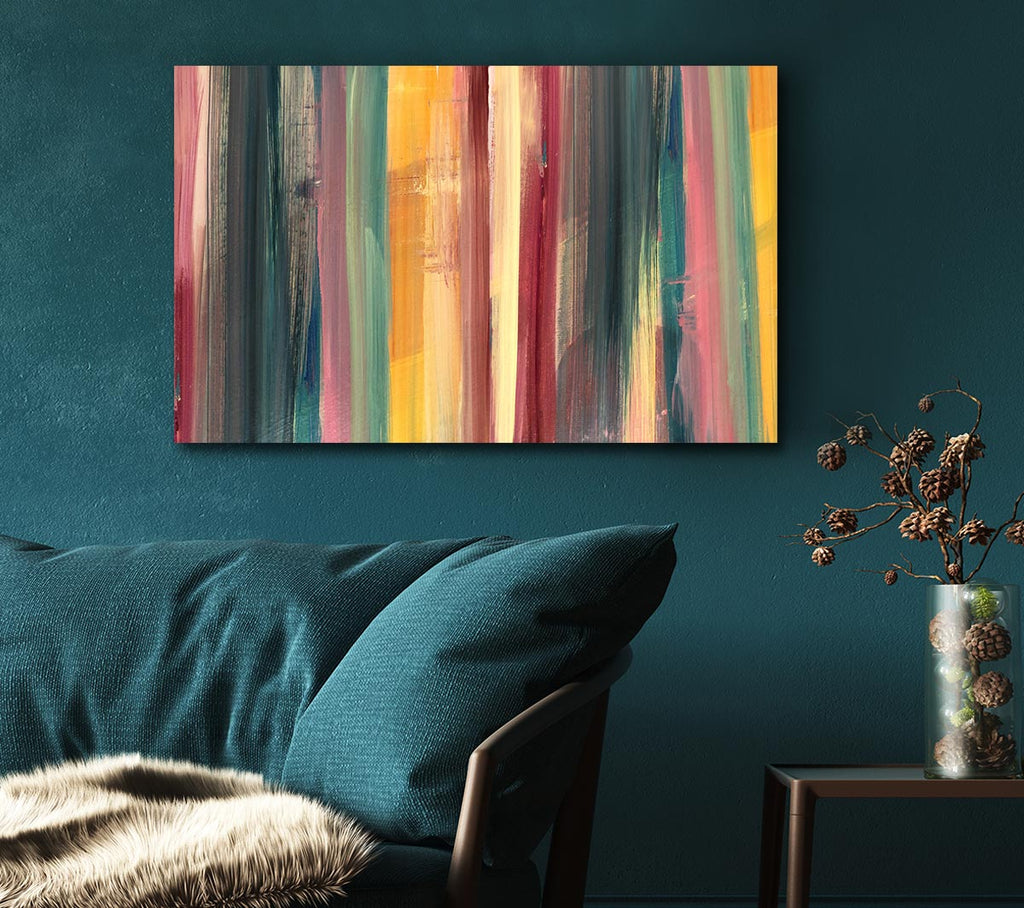 Picture of Vertical Colour Drop Lines Canvas Print Wall Art