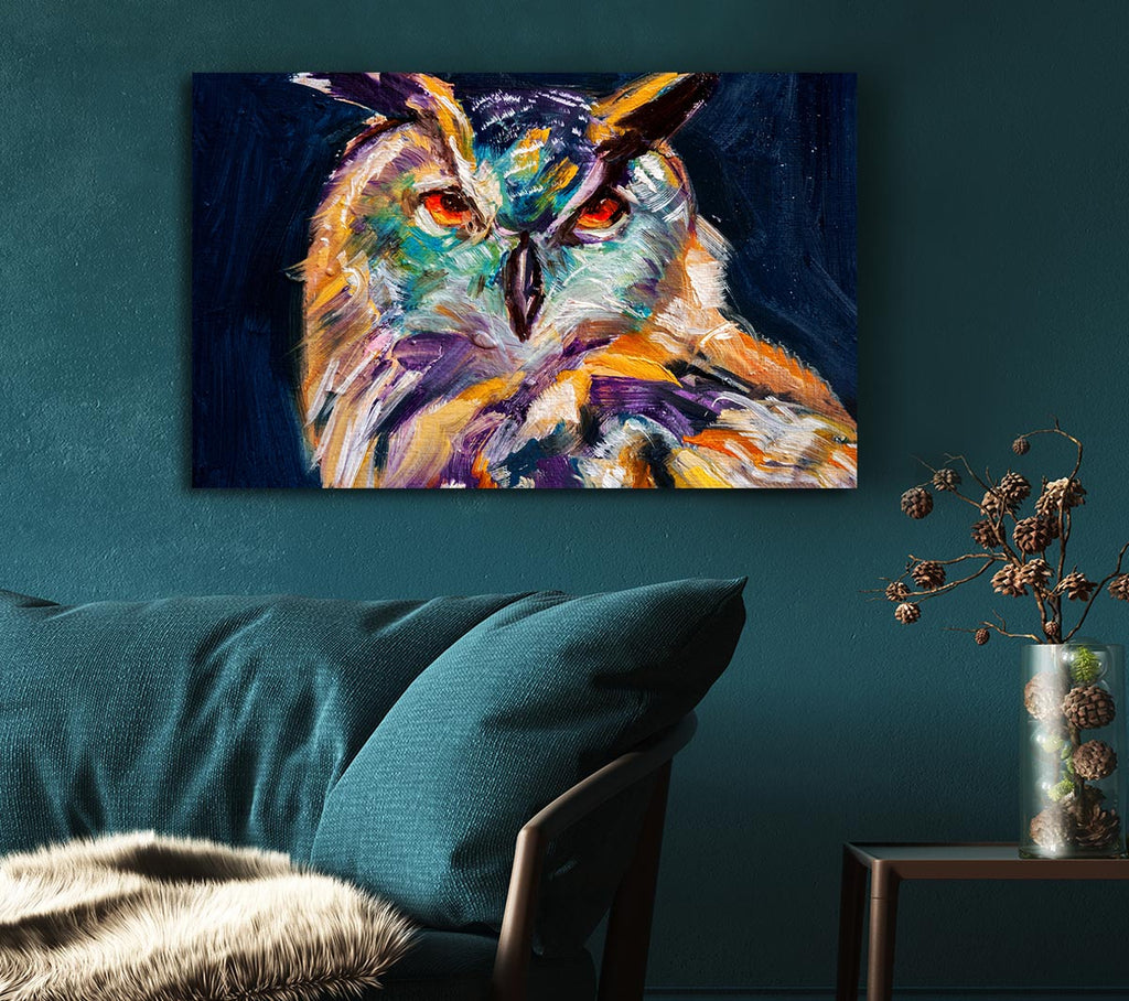 Picture of The Vivid Owl Stare Canvas Print Wall Art