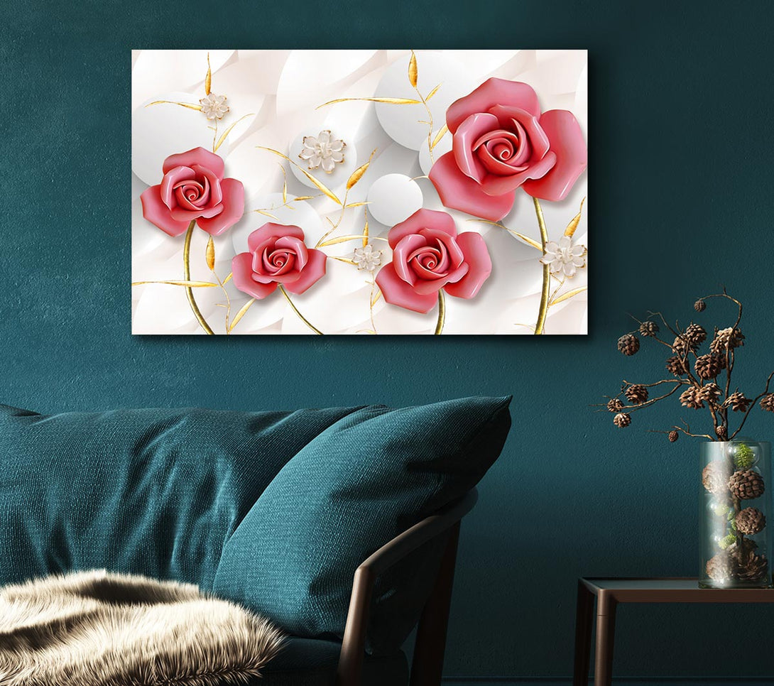 Picture of Pink Roses Pop Canvas Print Wall Art