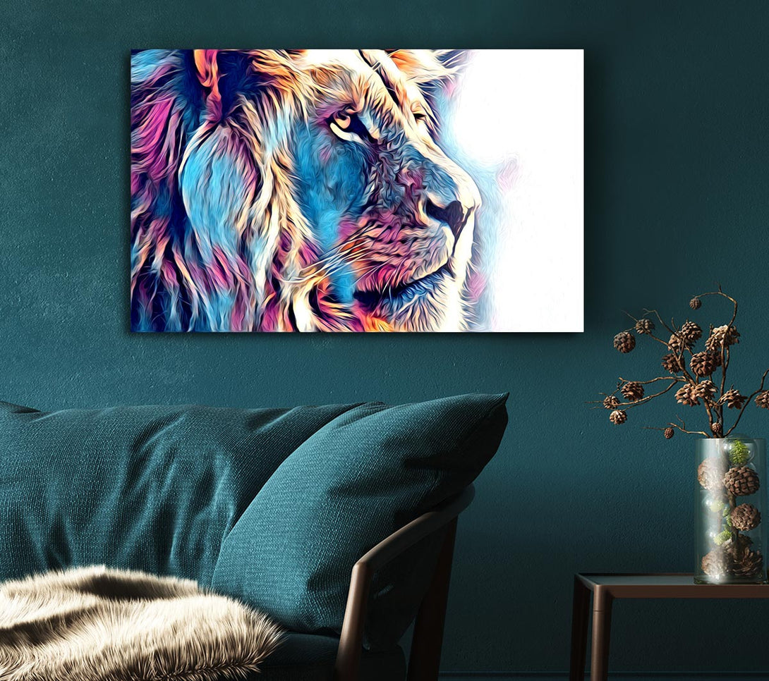 Picture of Cool Blues Lion Canvas Print Wall Art