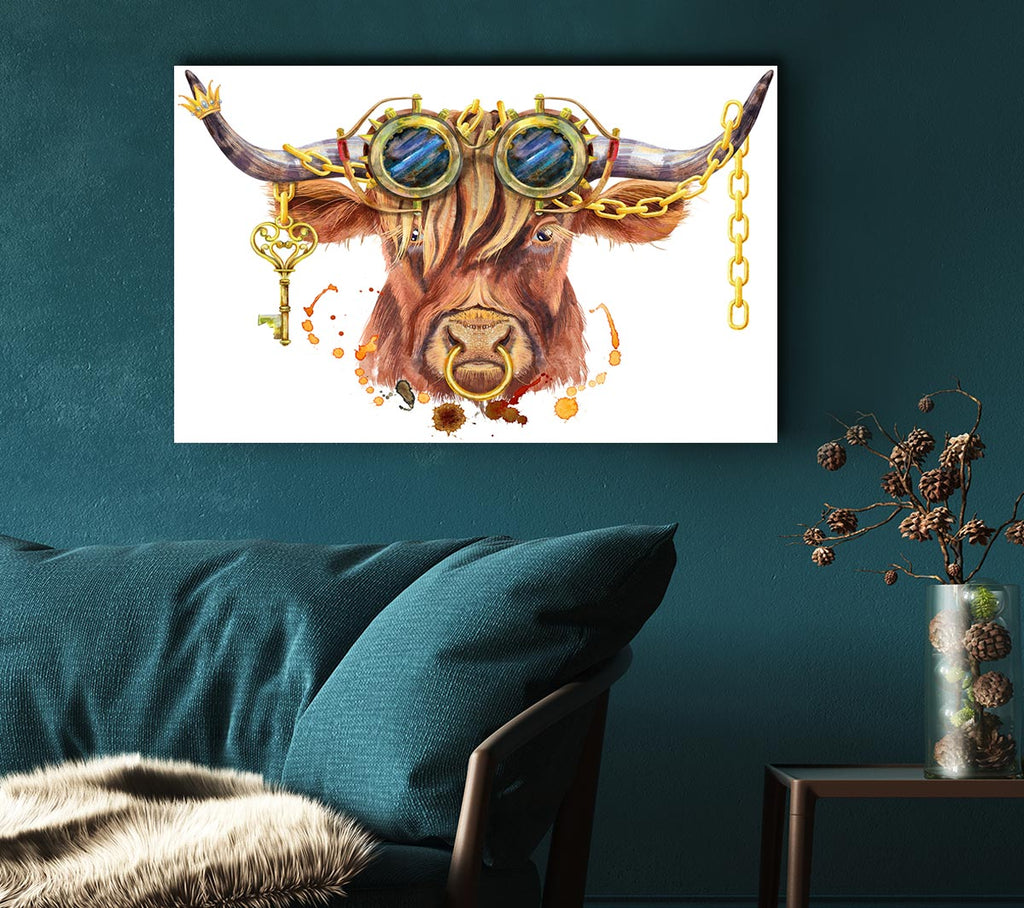Picture of The Highland Cow Goggles Canvas Print Wall Art