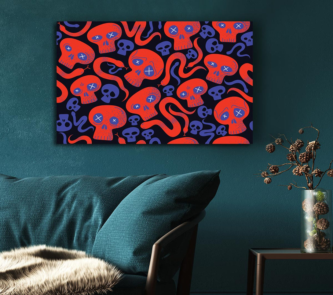 Picture of Red Skull And Snakes Canvas Print Wall Art