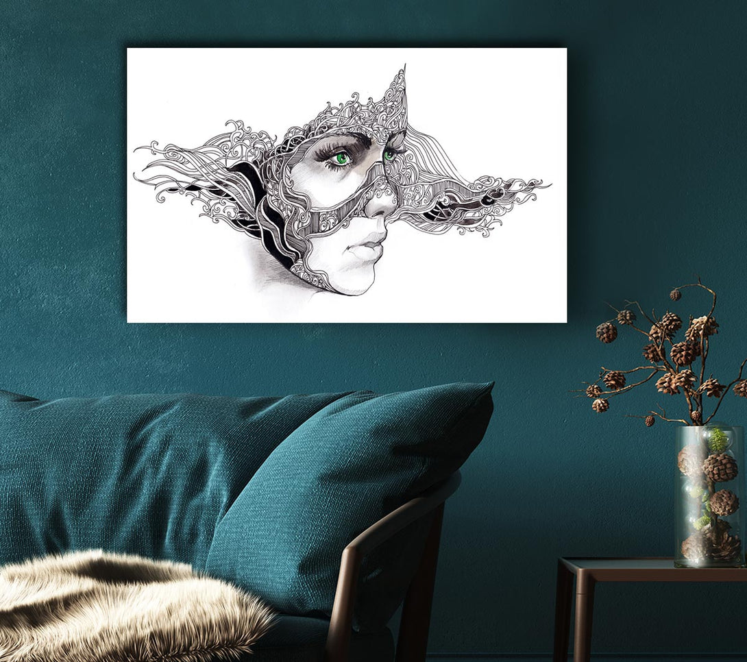 Picture of Woman Face Scribble 2 Canvas Print Wall Art