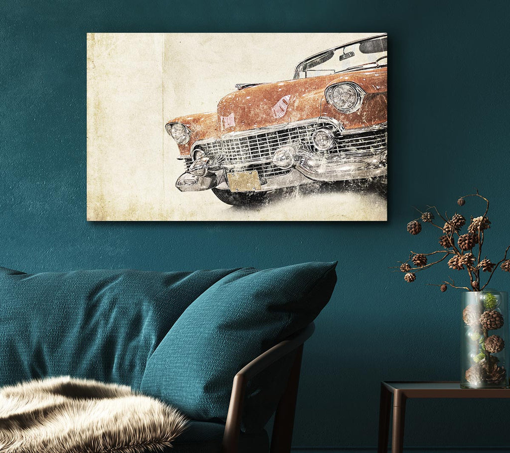 Picture of American Muscle Car Watercolour Canvas Print Wall Art