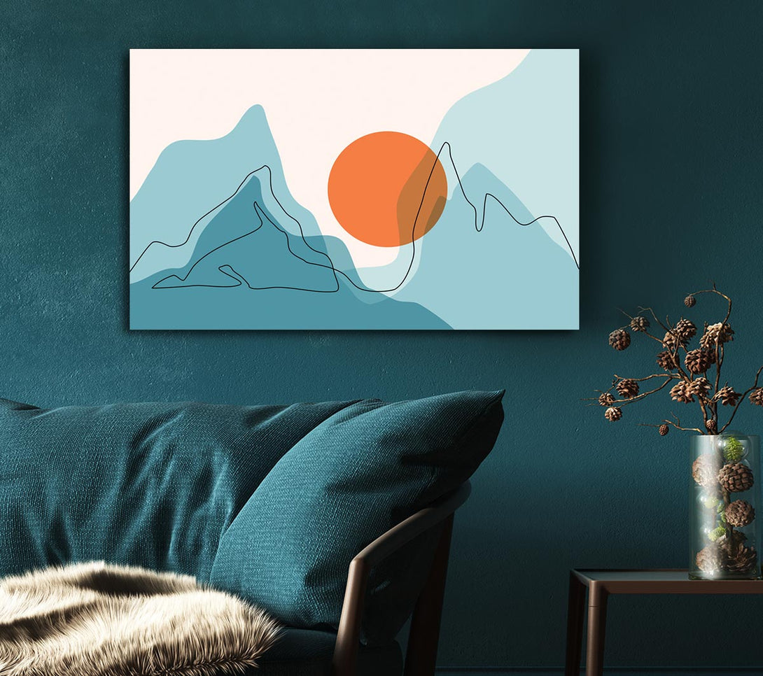 Picture of The Sun And Mountain Scene Canvas Print Wall Art