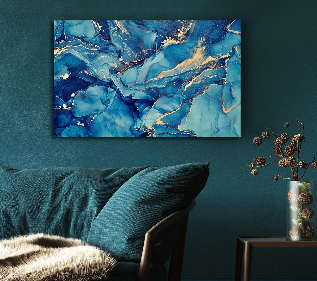 Picture of Deep Dark Blue Glitter Canvas Print Wall Art