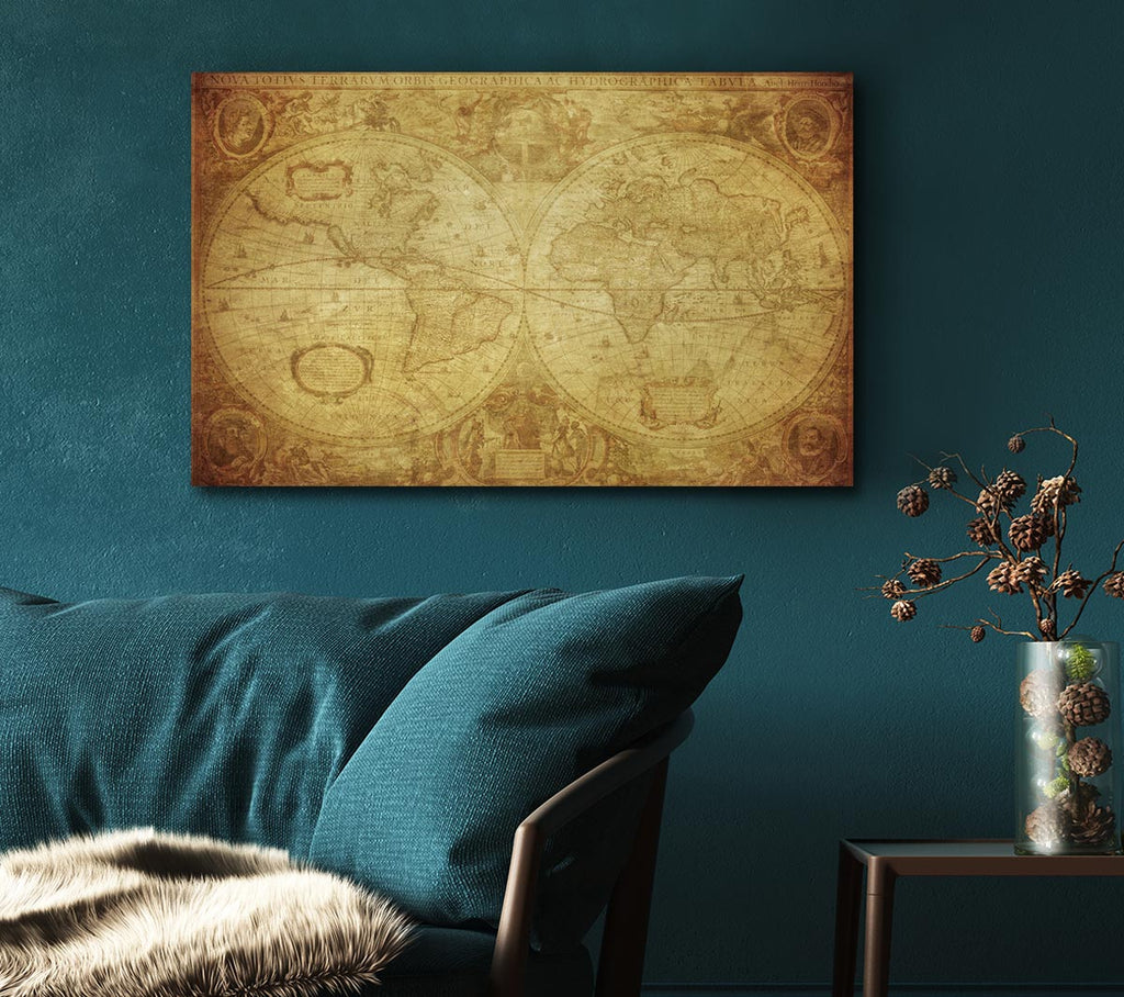 Picture of The Map Of The World Vintage Canvas Print Wall Art