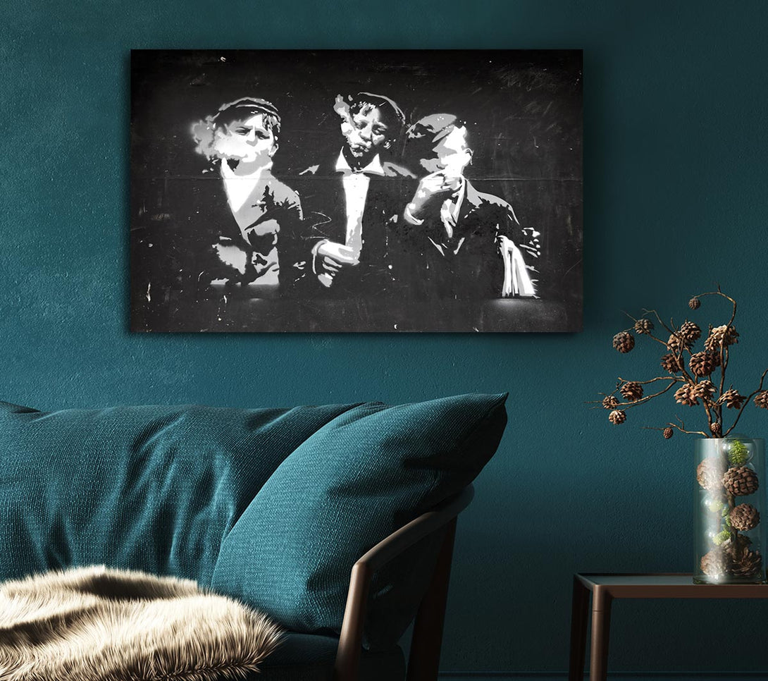 Picture of Children Smoking Canvas Print Wall Art