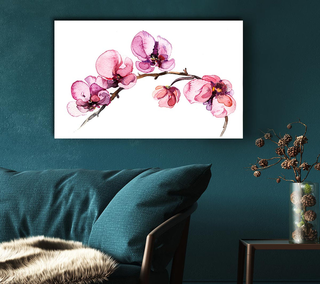 Picture of The Pink Orchid Branch Single Canvas Print Wall Art