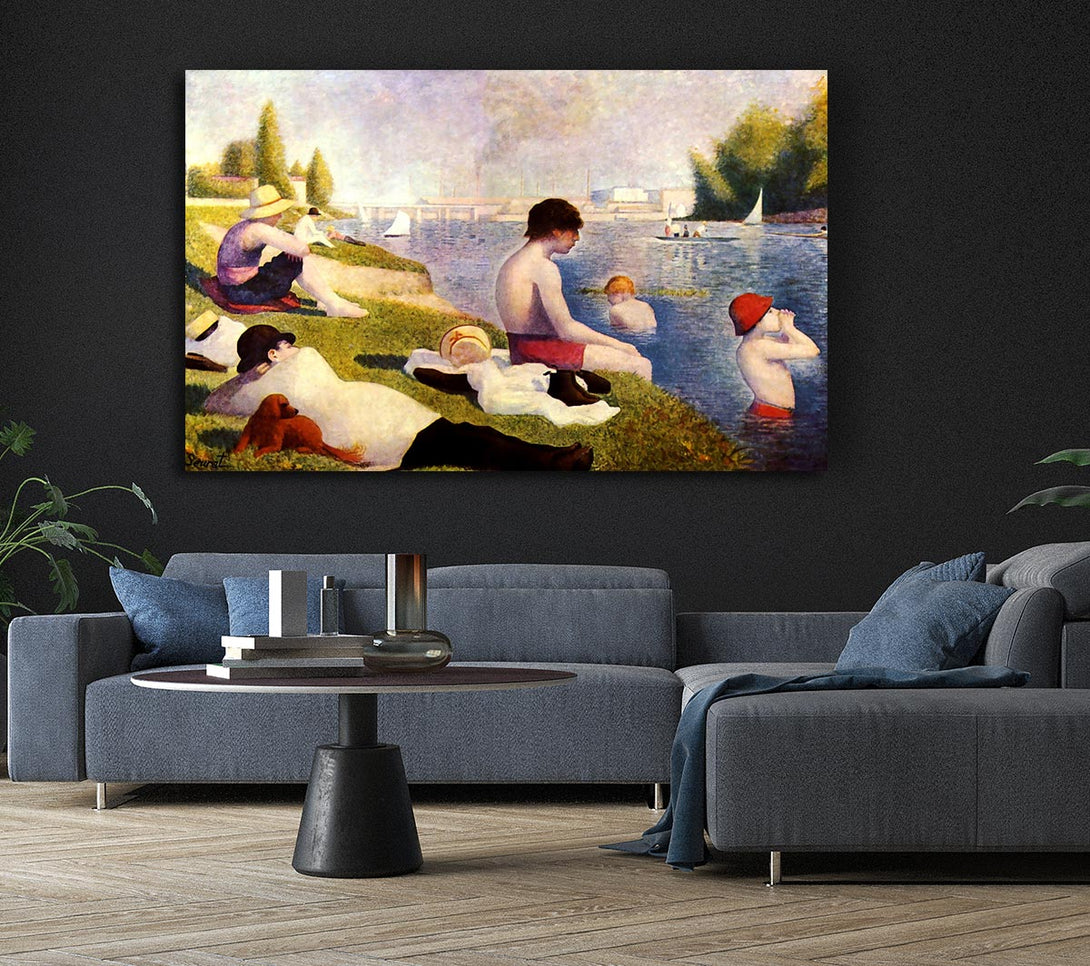 Picture of Seurat A Swimming Pool In Asnie`re Canvas Print Wall Art