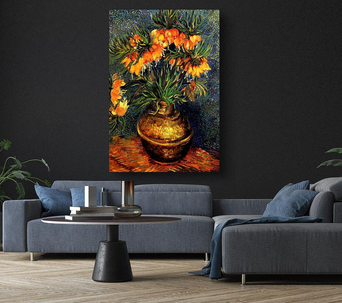 Picture of Van Gogh Fritillaries In A Copper Vase Canvas Print Wall Art