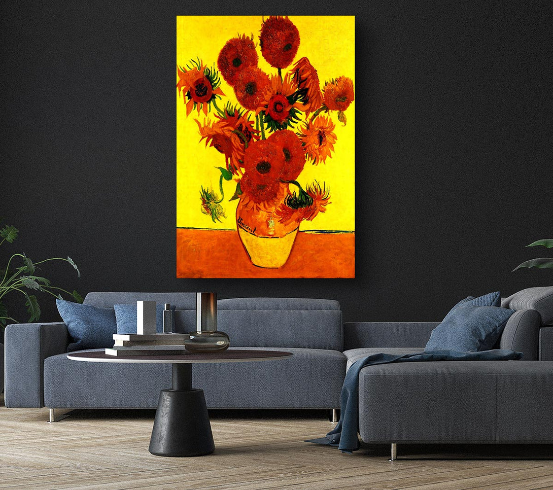 Picture of Van Gogh Still Life Vase With Fifteen Sunflowers 3 Canvas Print Wall Art