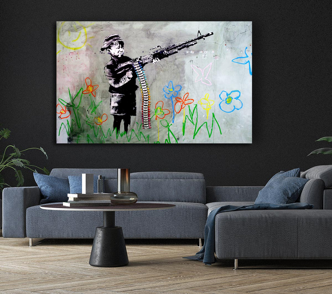  A Canvas Print of Banksy Crayon Gun Canvas Wall Art
