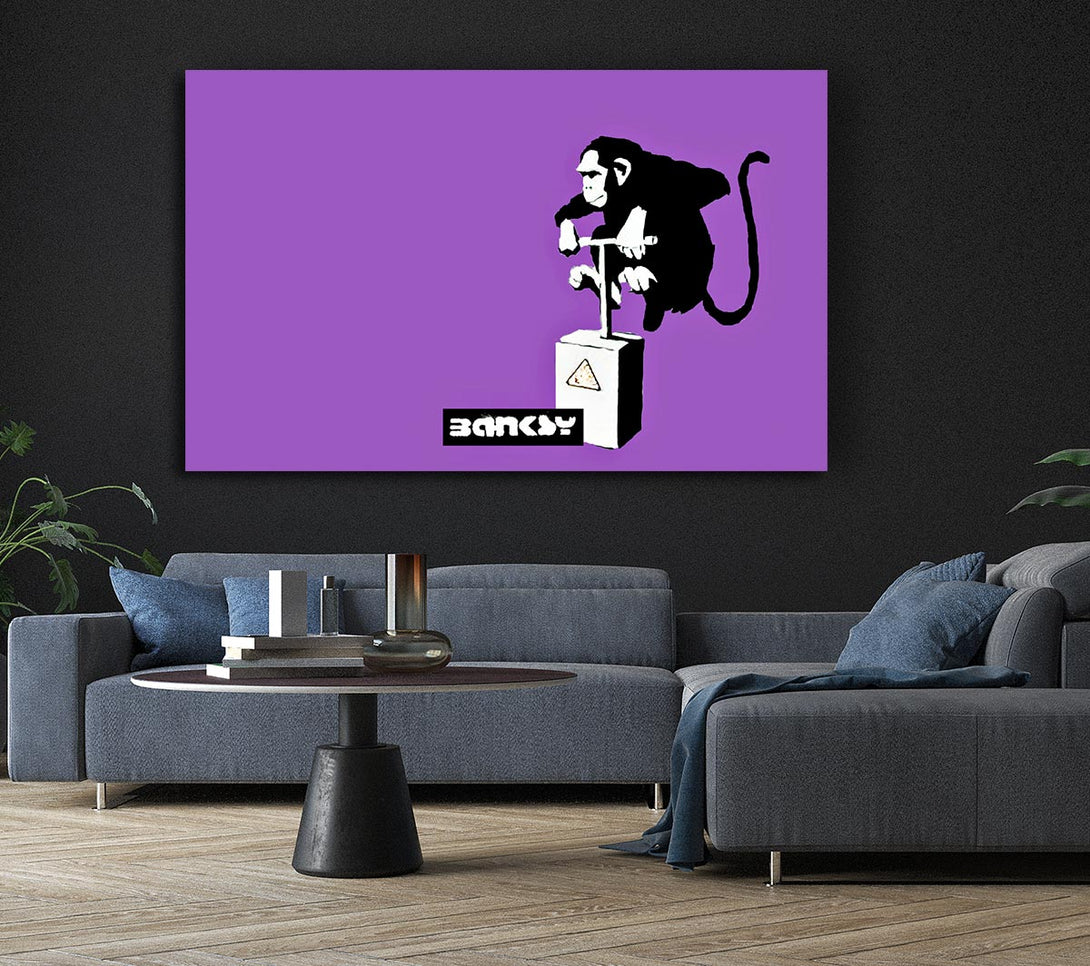 Picture of Monkey Detonator Purple Canvas Print Wall Art