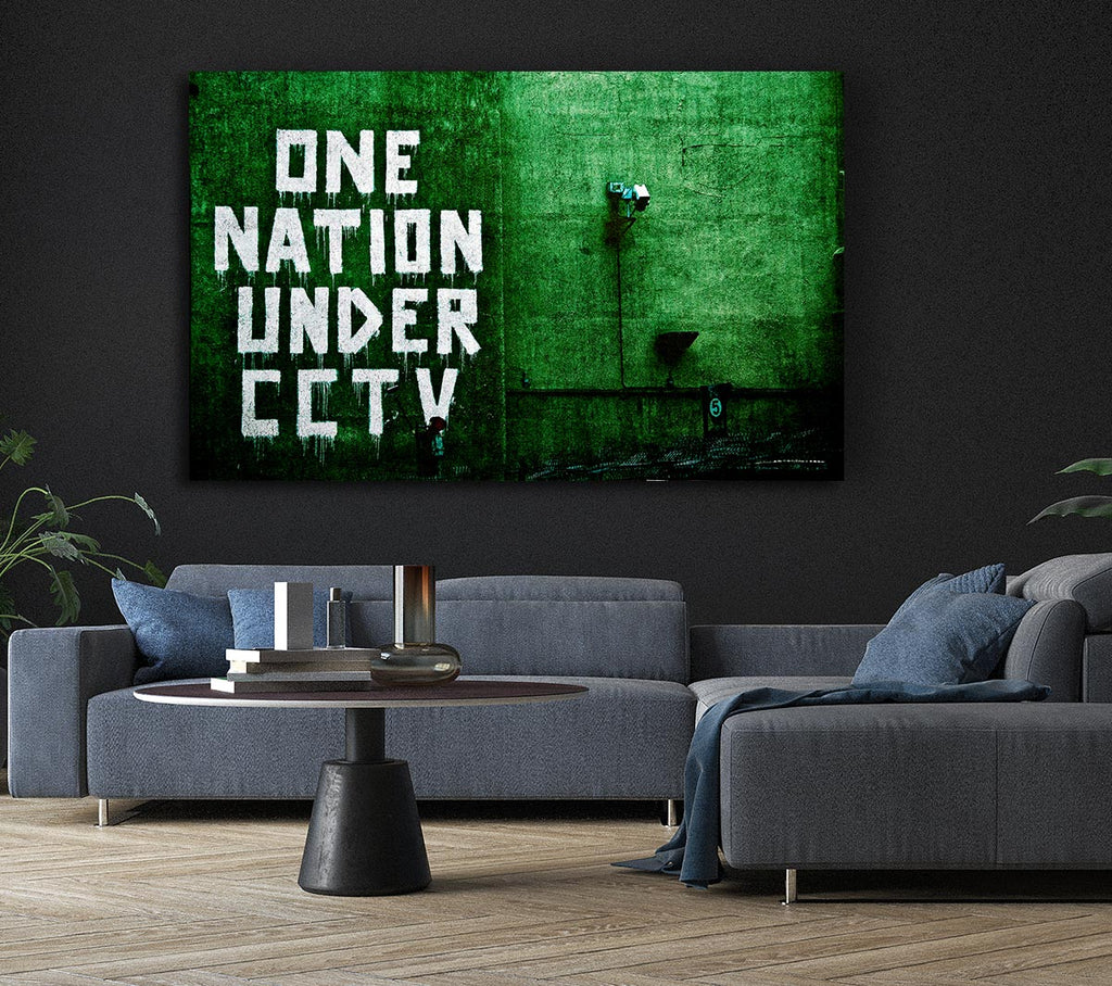 Picture of One Nation Under Cctv Green Canvas Print Wall Art