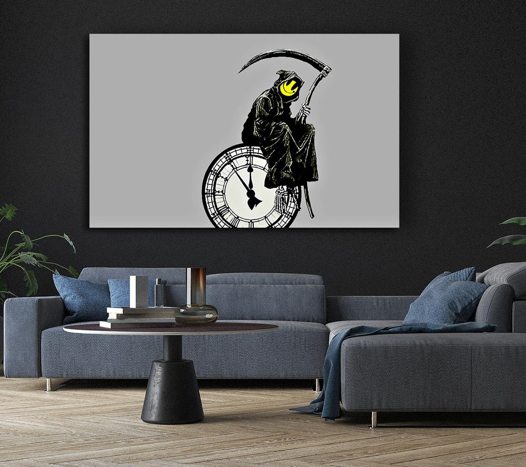 Picture of Smiley Face Reaper Times Up Canvas Print Wall Art