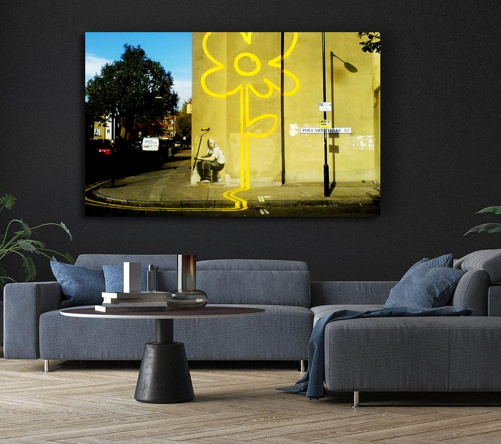 Picture of Yellow Flower Lines Canvas Print Wall Art