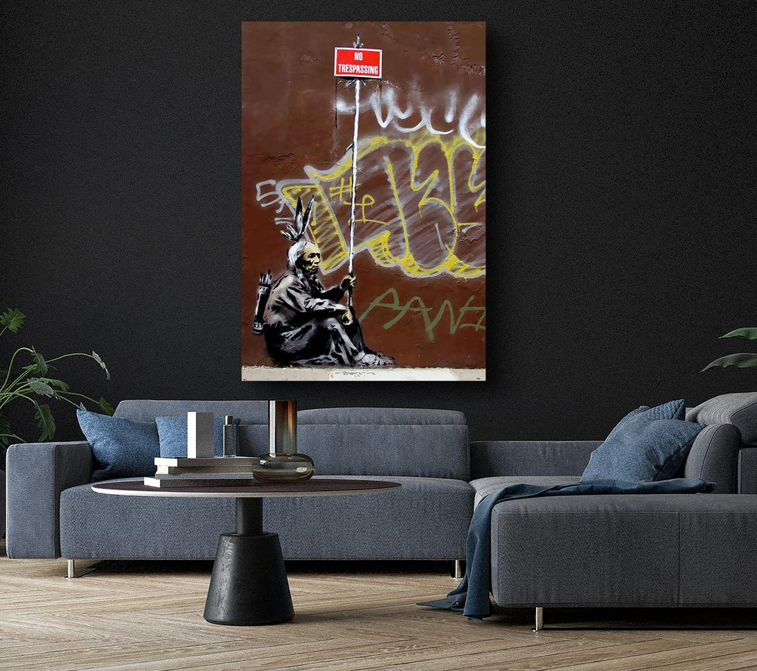  A Canvas Print of Banksy No Trespassing Indian Canvas Wall Art