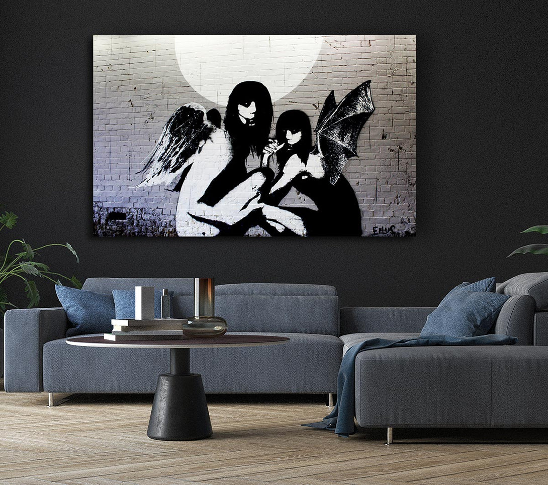  A Canvas Print of Banksy Angels In Moonlight Canvas Wall Art