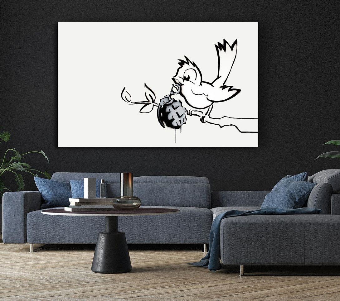  A Canvas Print of Banksy Bird Granade Canvas Art
