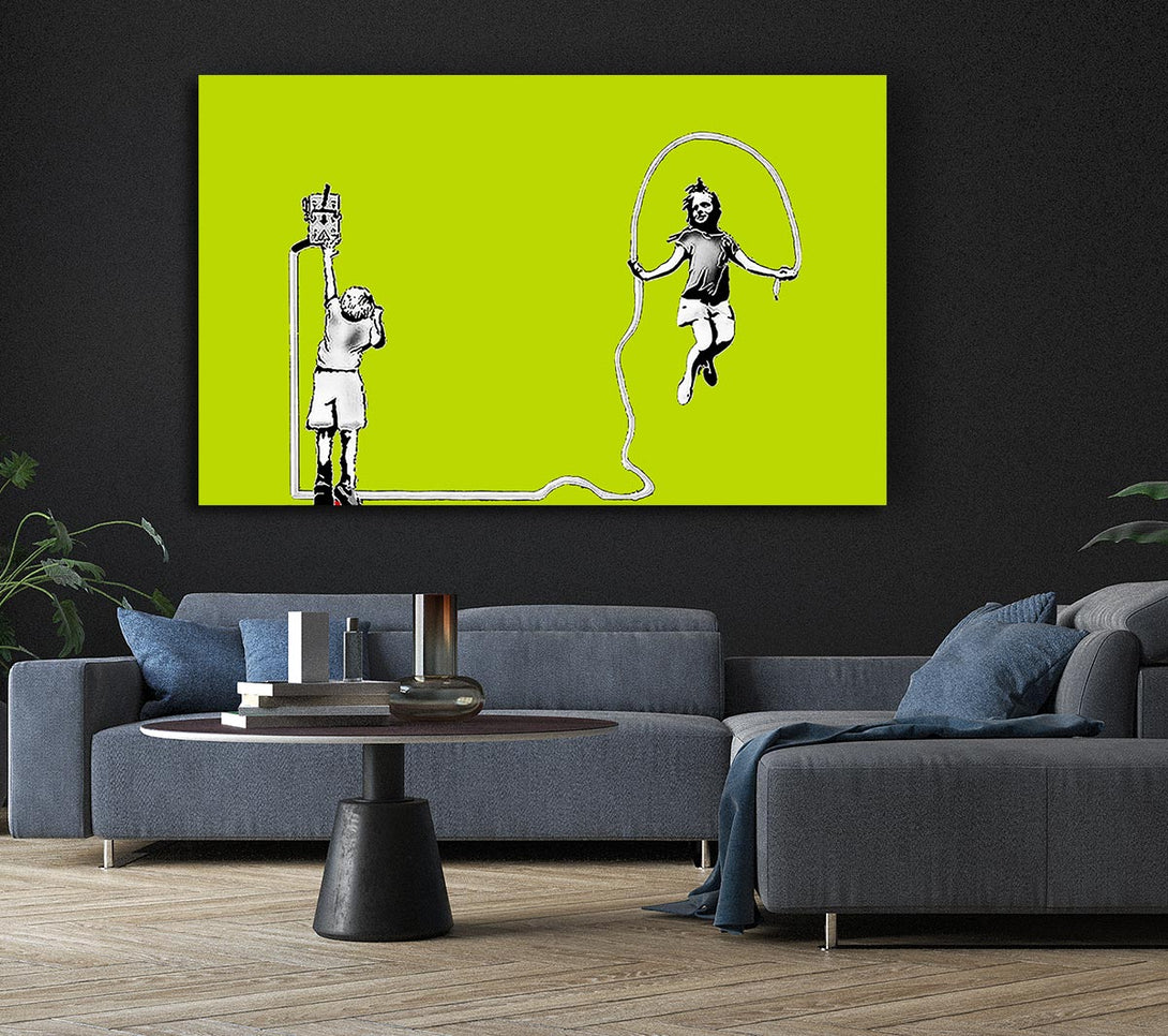 Picture of Electric Skipping Rope Lime Green Canvas Print Wall Art