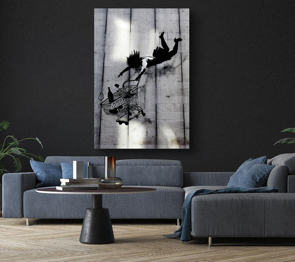 Picture of Flying Shopping Trolley Canvas Print Wall Art